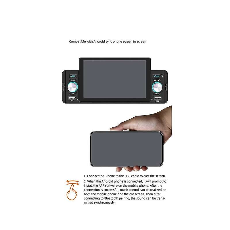 5 Inch Car Radio 1 Din Carplay Android Auto Multimedia Player Bluetooth Fm Receiver For