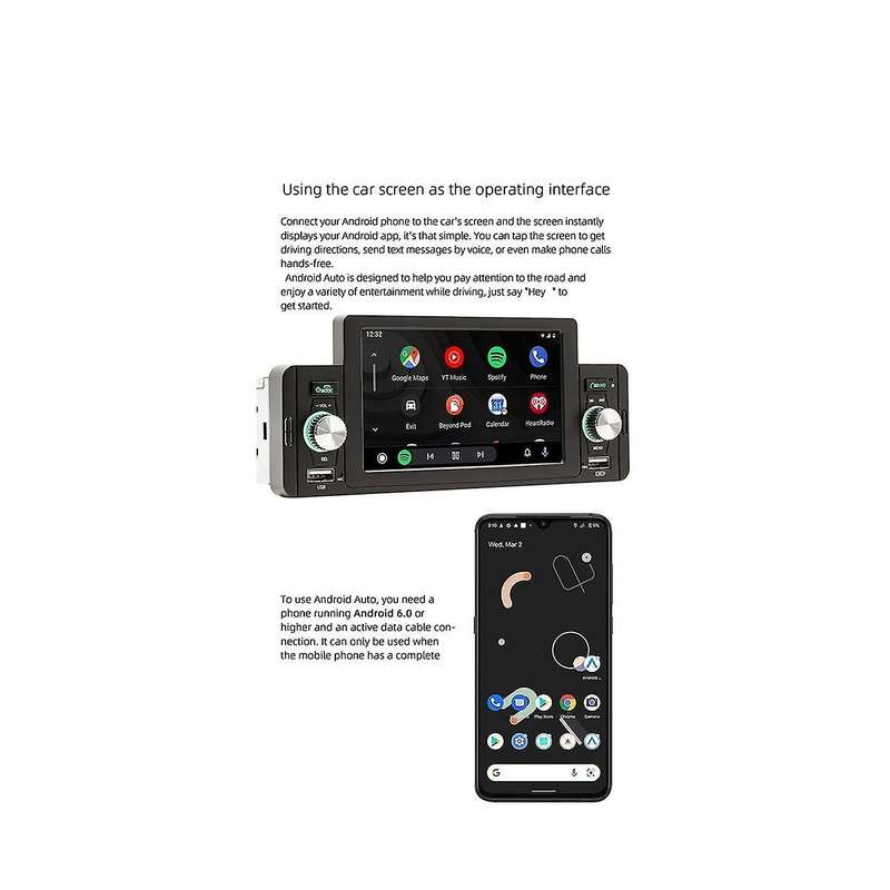 5 Inch Car Radio 1 Din Carplay Android Auto Multimedia Player Bluetooth Fm Receiver For