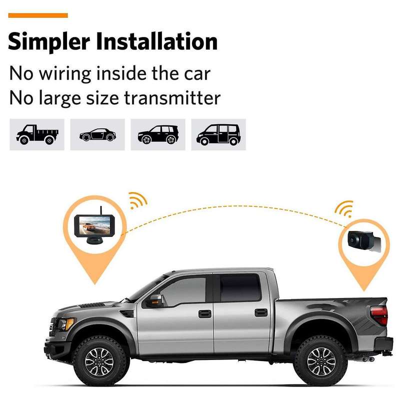 5 Inch Car Wireless Monitor Display LCD Screen with Waterproof Night Vision Rearview Reverse Backup