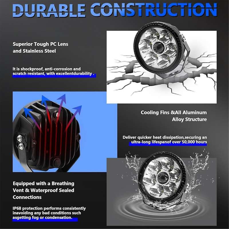 5 Inch Car High Bridges Search Light Spotlight LED Bulbs for Off-Road Car Truck Tractor ATV SUV 9-3