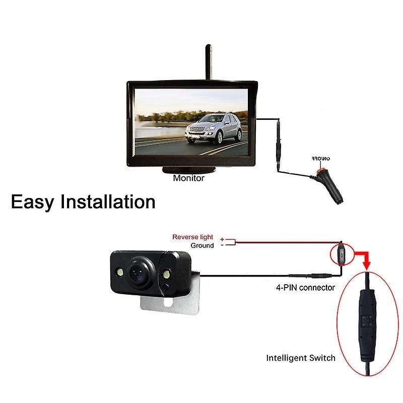 5 Inch Car Wireless Monitor Display LCD HD Screen with Waterproof Night Vision Rearview Reverse Back
