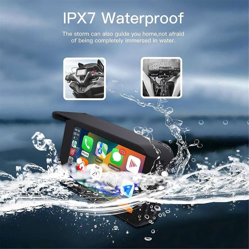 5 Inch Motorcycle Display Wireless Carplay Android Portable Navigation GPS Screen Dual Camera Tire