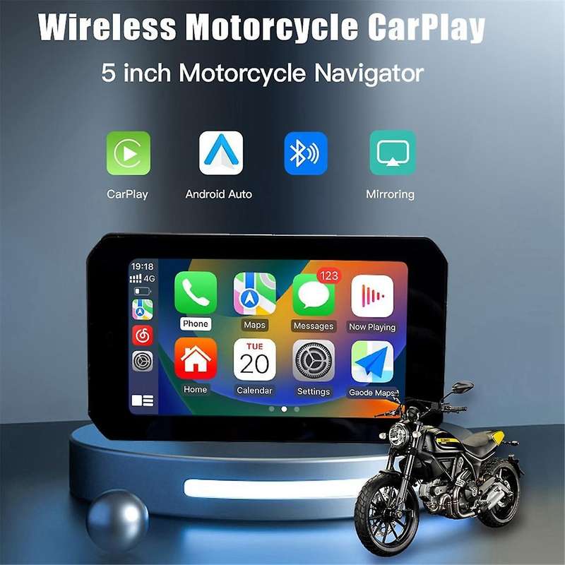 5 Inch Motorcycle Display Wireless Carplay Android Portable Navigation GPS Screen Dual Camera Tire