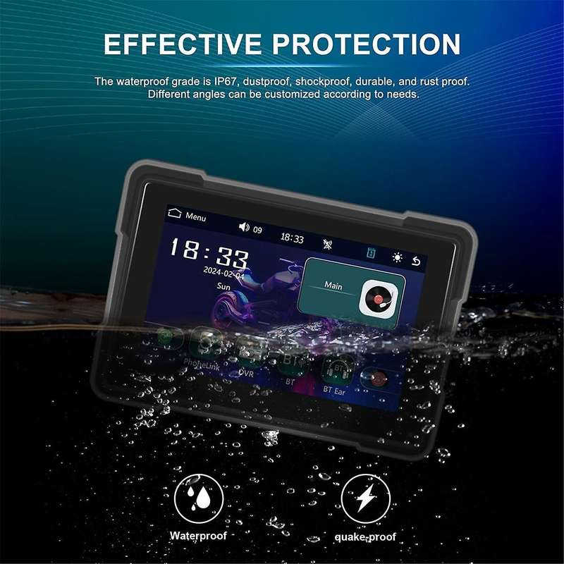 5 Inch Motorcycle Wireless Carplay Android Auto Portable Smart Player Waterproof Motorcycle Display