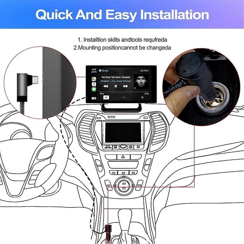 5 Inch Portable Car Radio with Dash Cam Wireless Carplay Android Auto Driving Recorder Bluetooth Fm