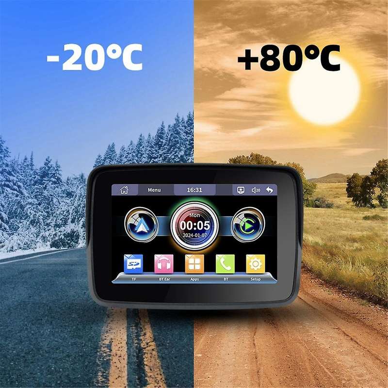 5 Inch Motorcycle Wireless Carplay Android Auto Portable Navigation GPS Screen Motorcycle Waterproo