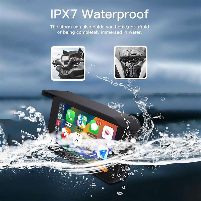 5 Inch Portable Motorcycle Waterproof Display Motorcycle Wireless for Carplay Android Auto Gps Navig