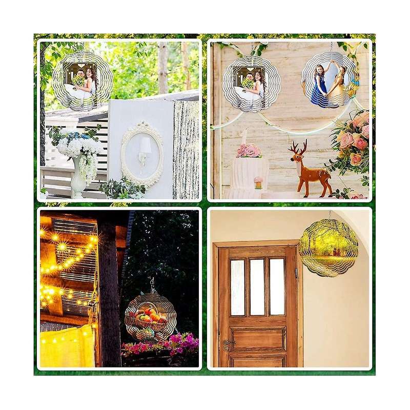 5 Pack 10-inch Sublimation Wind Spinner Blanks,3d Metal Wind Spinners,double-sided Hanging Yards Ga