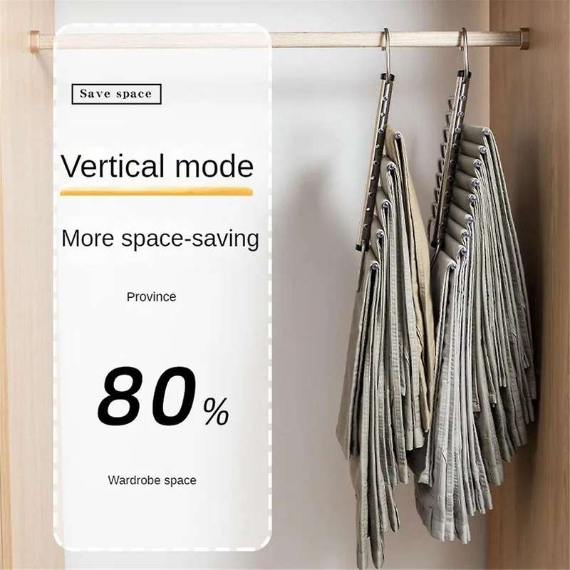 5 Layers Folding Pants Hangers Stainless Steel Space Saving Clothes Rack Organizer for Wardrobe Jean