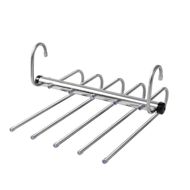 5 Layers Folding Pants Hangers Stainless Steel Space Saving Clothes Rack Organizer for Wardrobe Jean