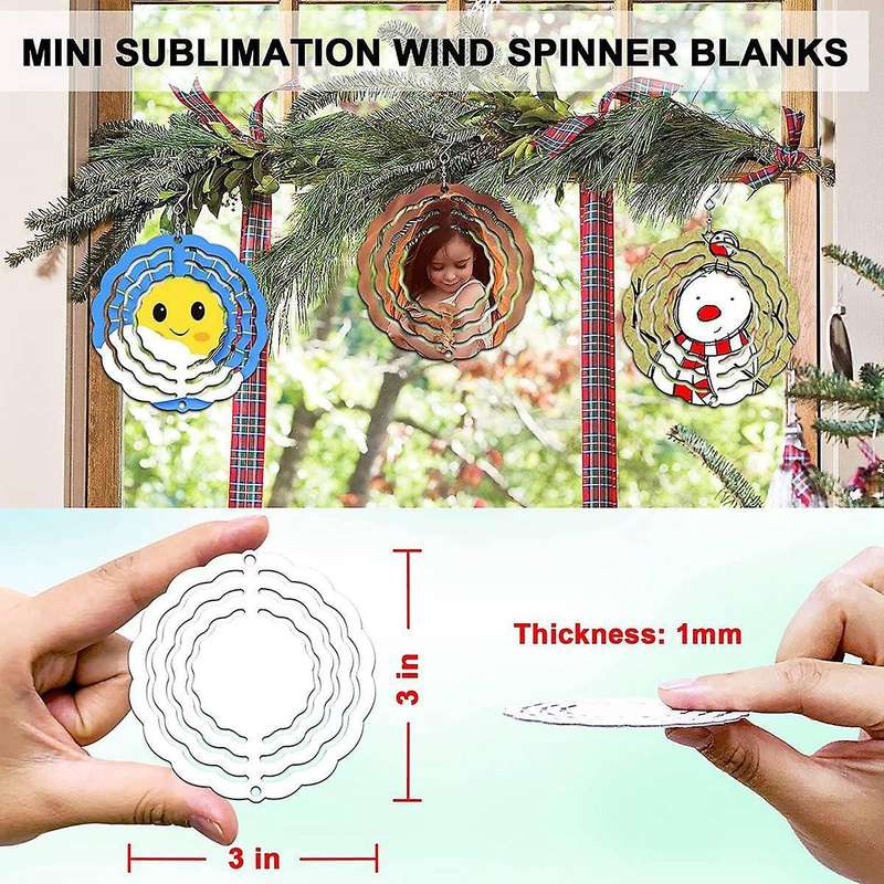 5 Pack 3 Inch Sublimation Wind Spinner Blanks 3d Aluminum Wind Powered Kinetic Spinner Trim for Yard