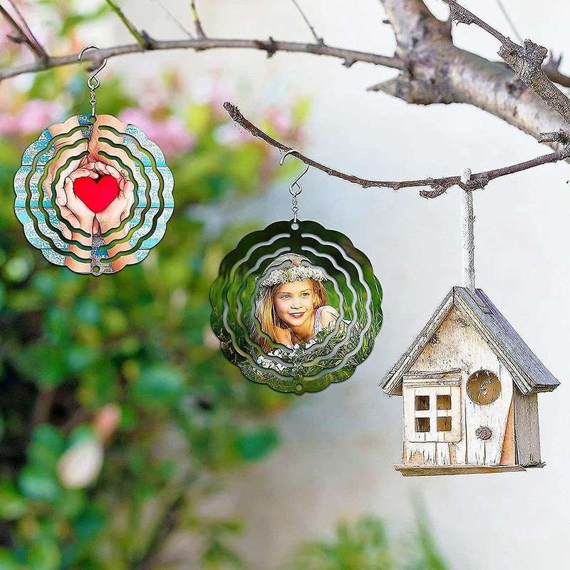 5 Pack 3 Inch Sublimation Wind Spinner Blanks 3d Aluminum Wind Powered Kinetic Spinner Trim for Yard