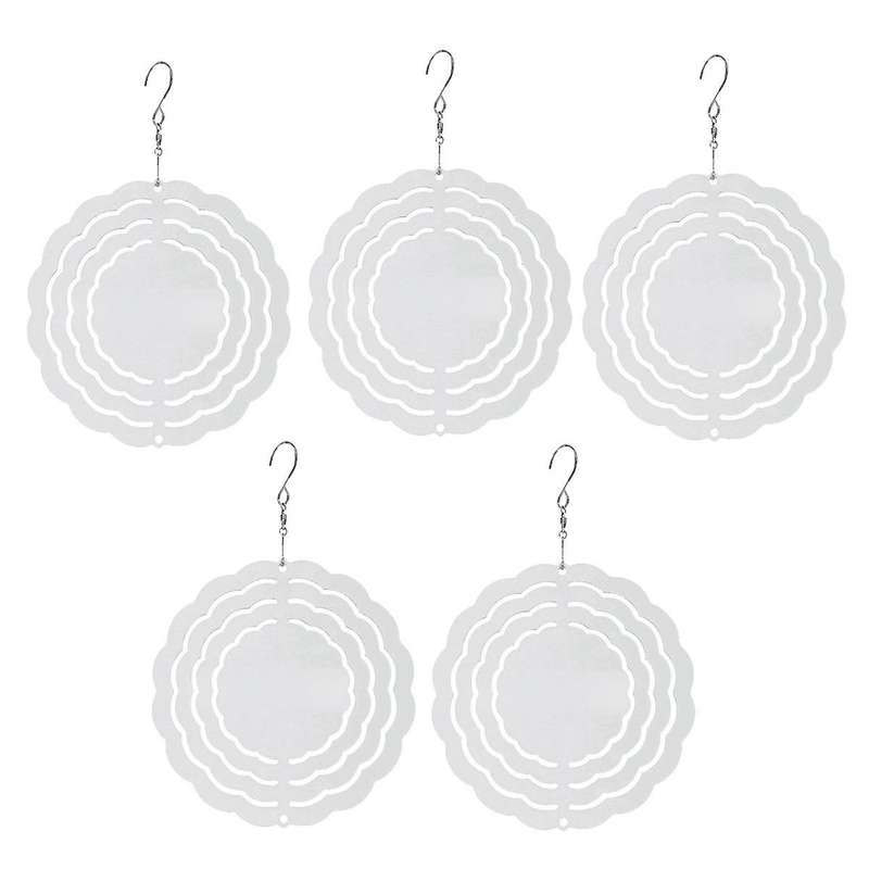 5 Pack 3 Inch Sublimation Wind Spinner Blanks 3d Aluminum Wind Powered Kinetic Spinner Trim for Yard