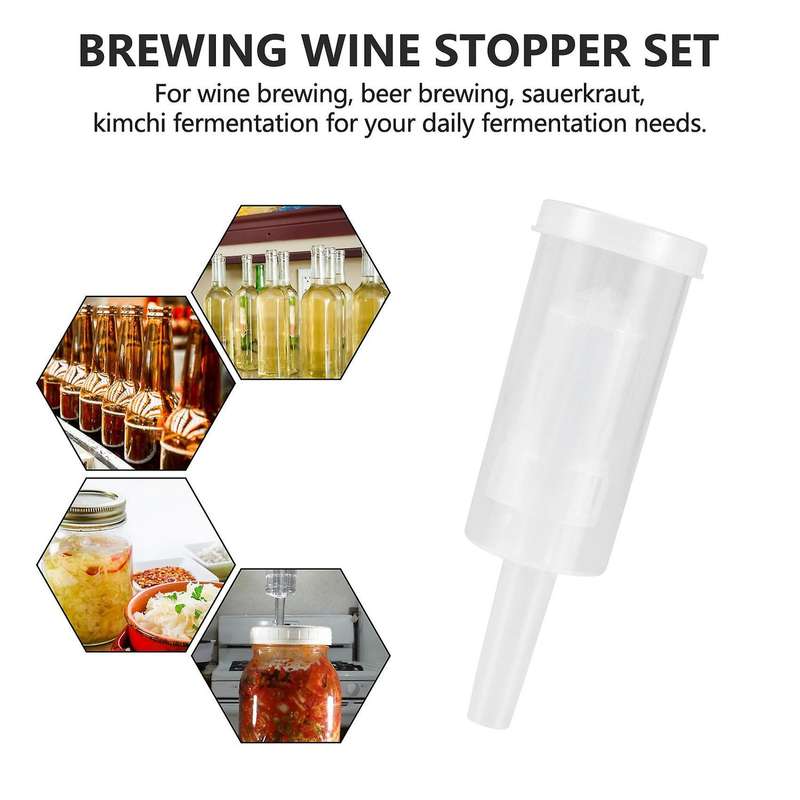 5 Pack Exhaust Seal Valve with Rubber Airlock Stopper Twin Airlock for Wine Making, Beer Brewing Gl