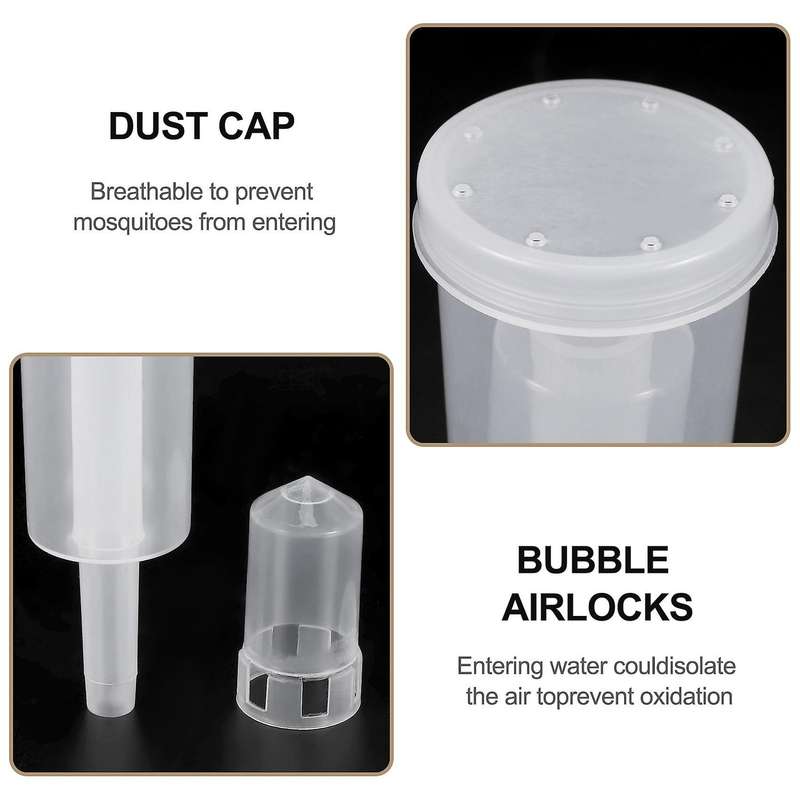 5 Pack Exhaust Seal Valve with Rubber Airlock Stopper Twin Airlock for Wine Making, Beer Brewing Gl