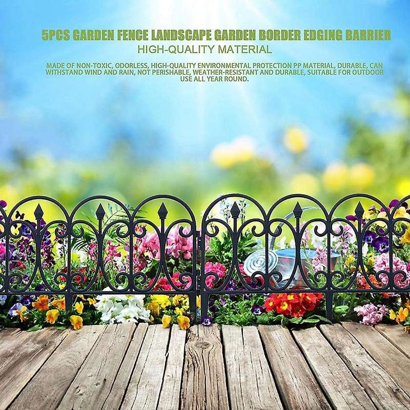 5 Pack Decorative Garden Fence Rustproof Iron Landscape Wire Folding Fencing Edge Patio Flower Bed A