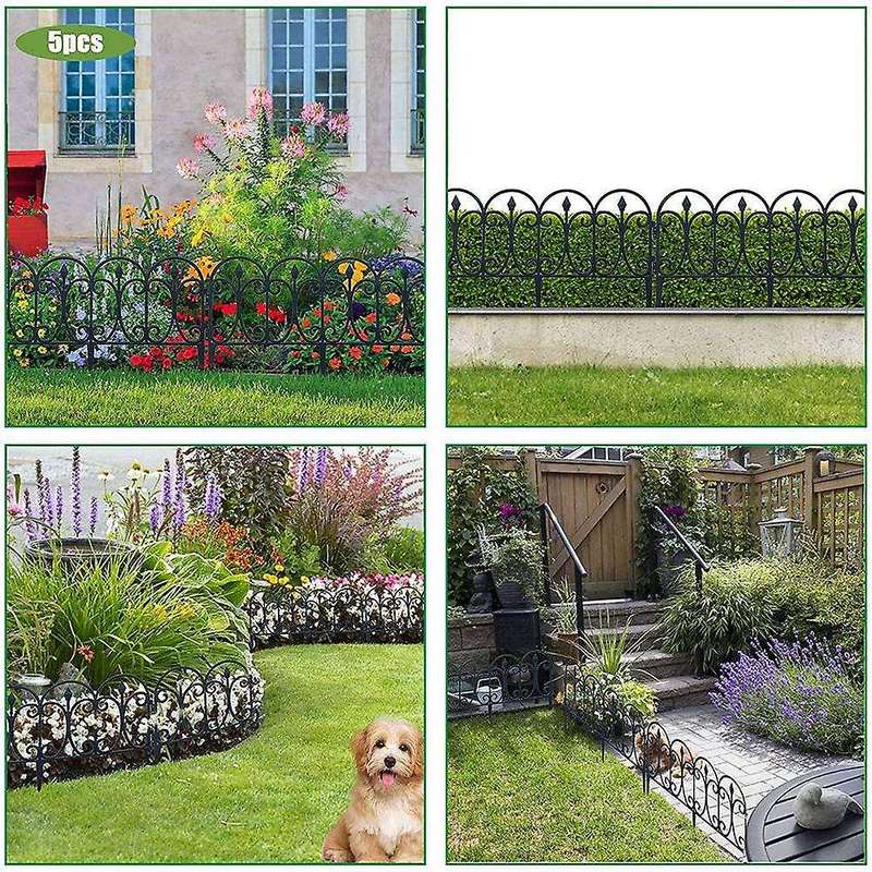 5 Pack Decorative Garden Fence Rustproof Iron Landscape Wire Folding Fencing Edge Patio Flower Bed A