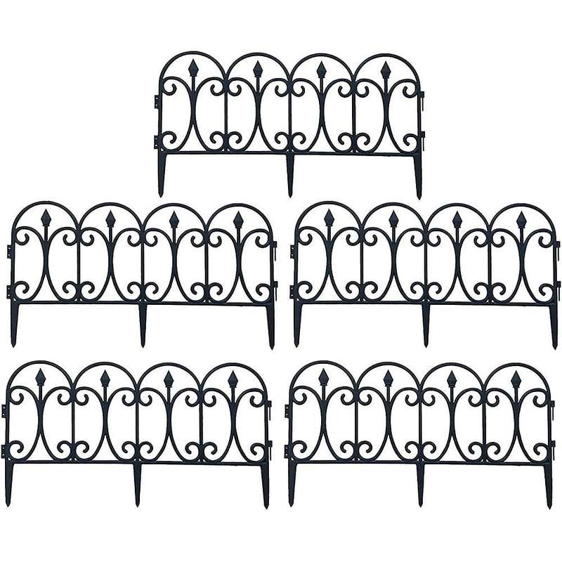 5 Pack Decorative Garden Fence Rustproof Iron Landscape Wire Folding Fencing Edge Patio Flower Bed A