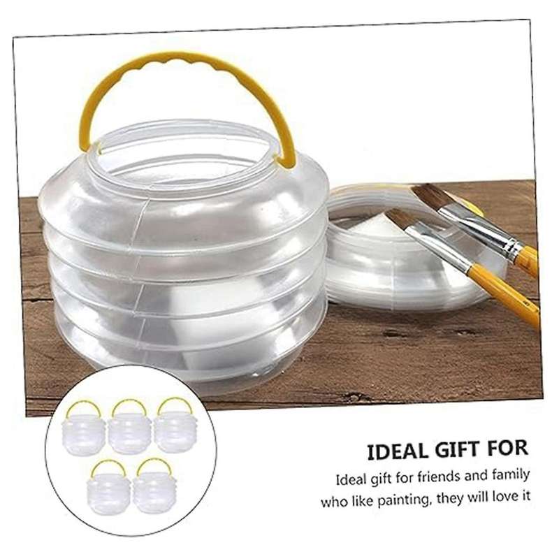 5 Pack Folding Pencil Holder Bath Tub Cleaner Beach Water Pail Collapsible Bucket Paint Brush Wash B
