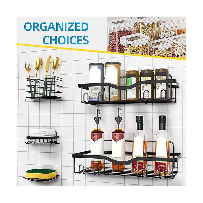 5 Pack Shower , Strong Adhesive Shower Organizer Shelf with Hooks. Rustproof Wall-mounted Shower She