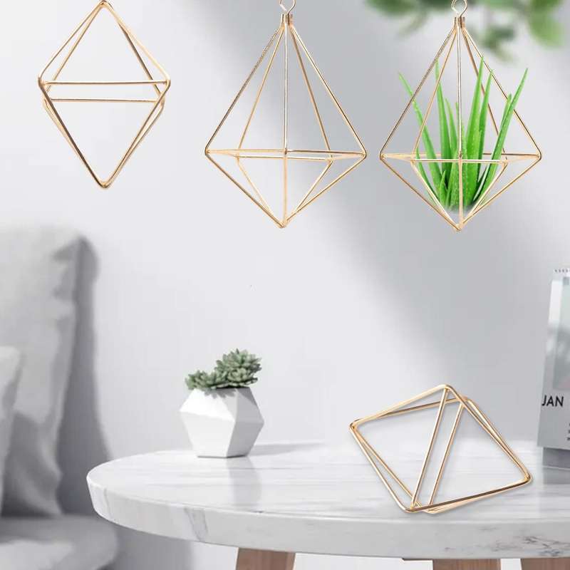 5 Packs Air Plant Holder Mini Metal Tabletop Himmeli Decor Modern Geometric Planter Tillandsia Air