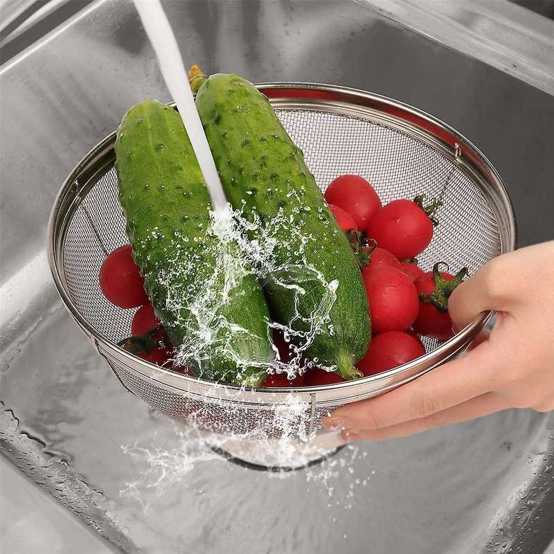 5 Pack Strainers for Kitchen, Stainless Steel Colander, Fine Mesh Strainer for Pasta, Rice and Fruit
