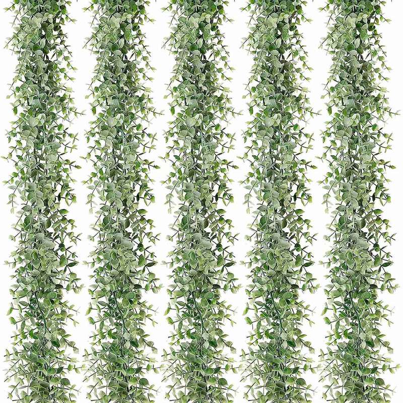 5 Packs 30Ft Artificial Eucalyptus Garlands Greenery Vines Faux Hanging Plants for Wedding Table Bac