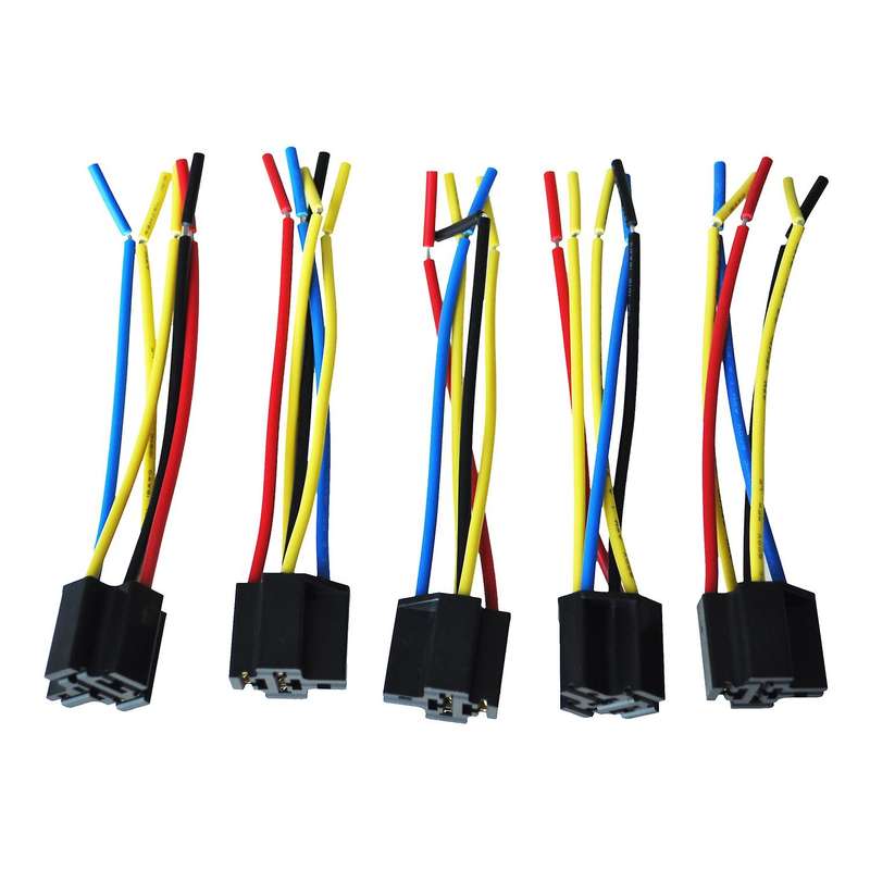 5 Pcs 5 Pin Wires Cable Relay Socket Harness Connector DC 12V Compatible Car Auto