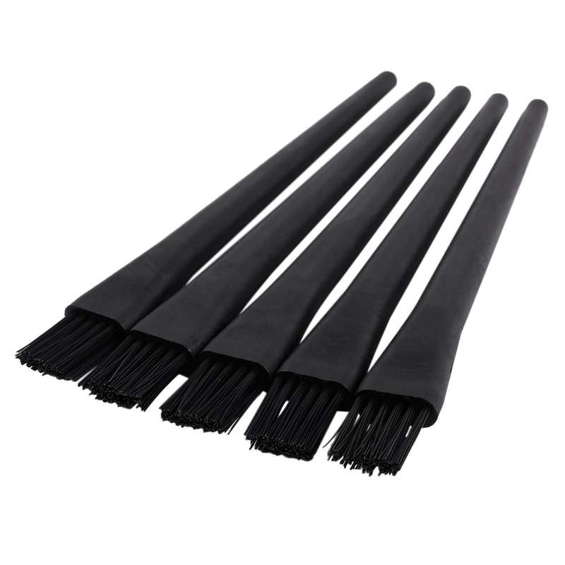 5 Pcs 1.5 X 0.5cm Black Plastic Round Handle Anti Static Esd Brush