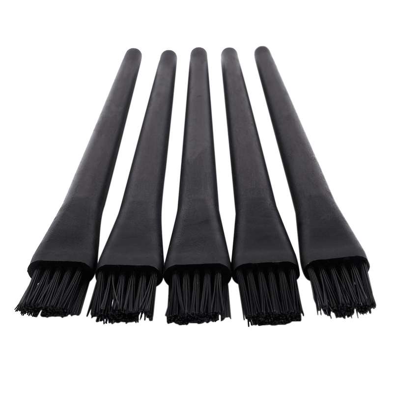 5 Pcs 1.5 X 0.5cm Black Plastic Round Handle Anti Static Esd Brush