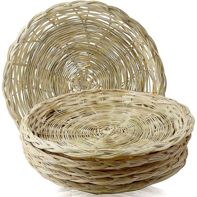 5 Pcs Bamboo Paper Plate Holder-10 Inch Round Woven Compatible Picnic Party