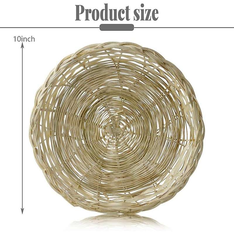 5 Pcs Bamboo Paper Plate Holder-10 Inch Round Woven Compatible Picnic Party