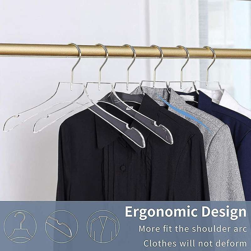 5 Pcs Clear Clothes Hangers with , Transparent Shirts Dress Coat Hanger with Notches for Lady Kids S
