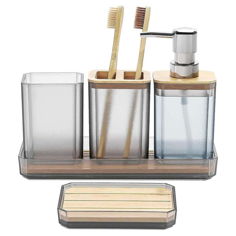 5 Pcs Bathroom Accessory Set, Soap Dispenser, Soap Dish, Toothbrush Holder, Toothbrush Cup, Vanity T