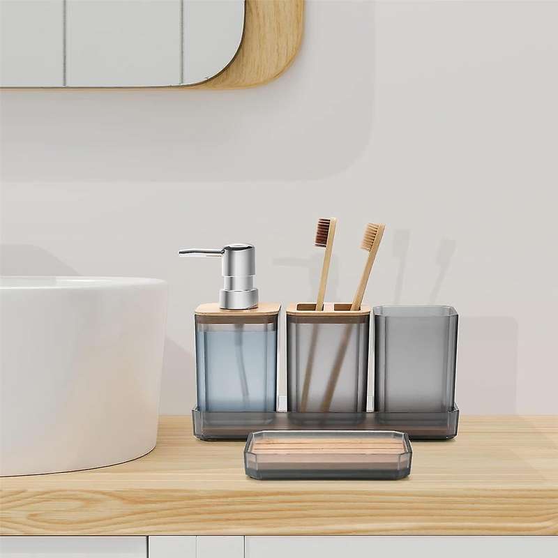 5 Pcs Bathroom Accessory Set, Soap Dispenser, Soap Dish, Toothbrush Holder, Toothbrush Cup, Vanity T