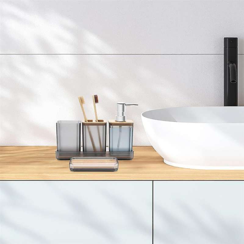 5 Pcs Bathroom Accessory Set, Soap Dispenser, Soap Dish, Toothbrush Holder, Toothbrush Cup, Vanity T
