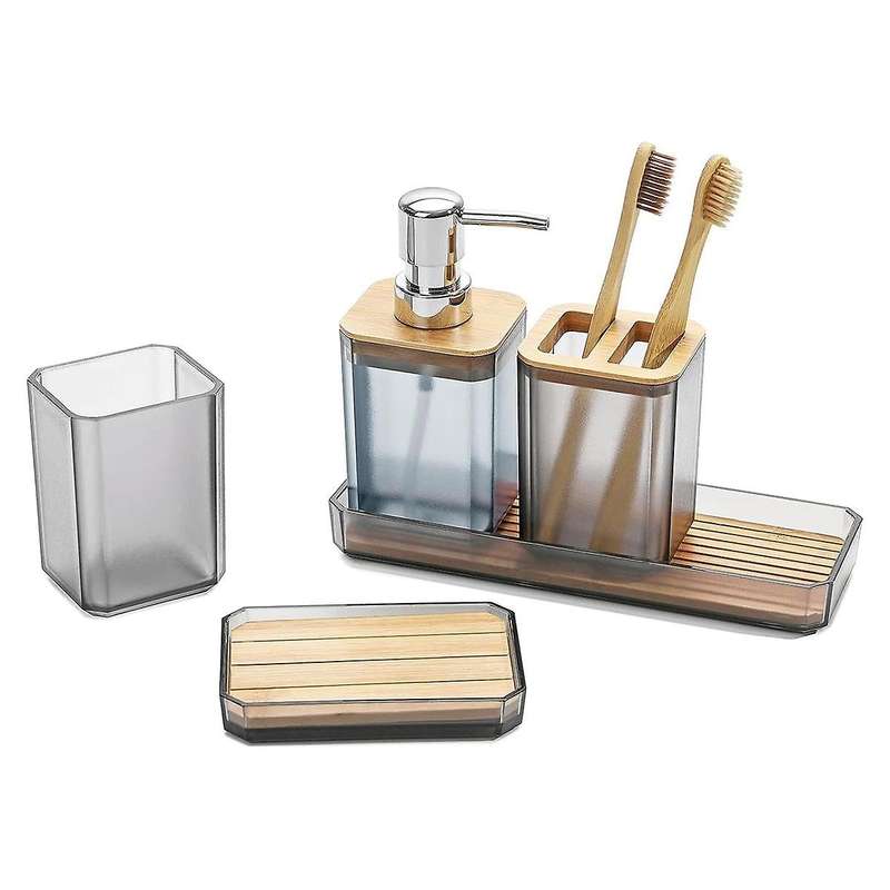 5 Pcs Bathroom Accessory Set, Soap Dispenser, Soap Dish, Toothbrush Holder, Toothbrush Cup, Vanity T