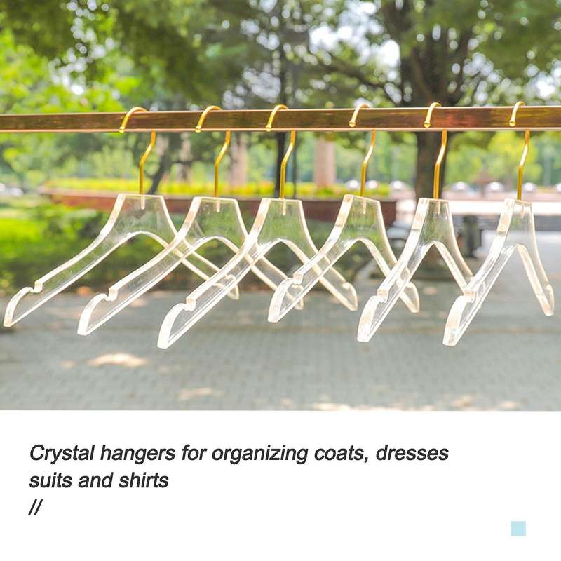 5 Pcs Clear Acrylic Clothes Hanger with , Transparent Shirts Dress Hanger with Notches for Lady Kid