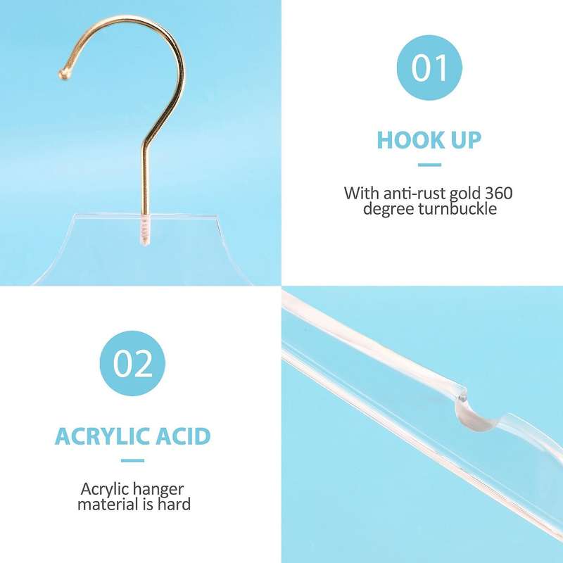 5 Pcs Clear Acrylic Clothes Hanger with , Transparent Shirts Dress Hanger with Notches for Lady Kid