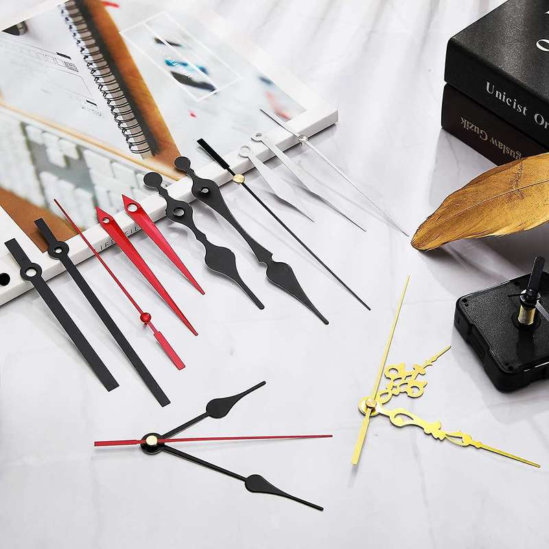 5 Pcs DIY Quartz Clock Movement Mechanism Repair Parts Replacement with 7 Different Pairs Clock Hand