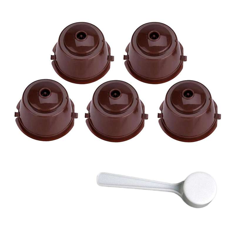 5 Pcs Coffee Capsules Refillable Coffee Capsules Pods with Spoon Reusable Universal Coffee Filter fo