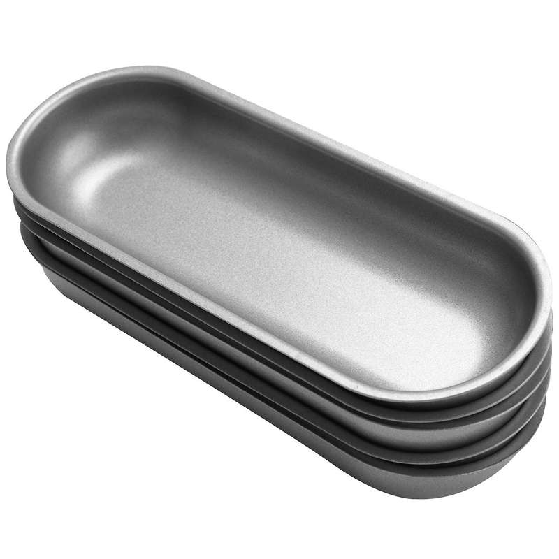 5 Pcs Hot Dog Mold Carbon Steel Sausage Molds Non Stick Bakeware Oval Hot Dog Bun Baking Pan for DIY