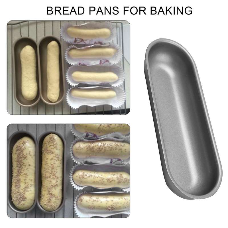 5 Pcs Hot Dog Mold Carbon Steel Sausage Molds Non Stick Bakeware Oval Hot Dog Bun Baking Pan for DIY