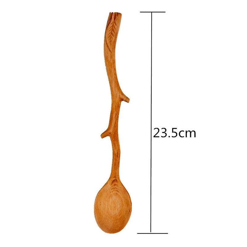 5 Pcs Japanese Style Beech Spoons,Branch Shape Long Handle Scoop,Coffee Stirring Spoon,Tableware
