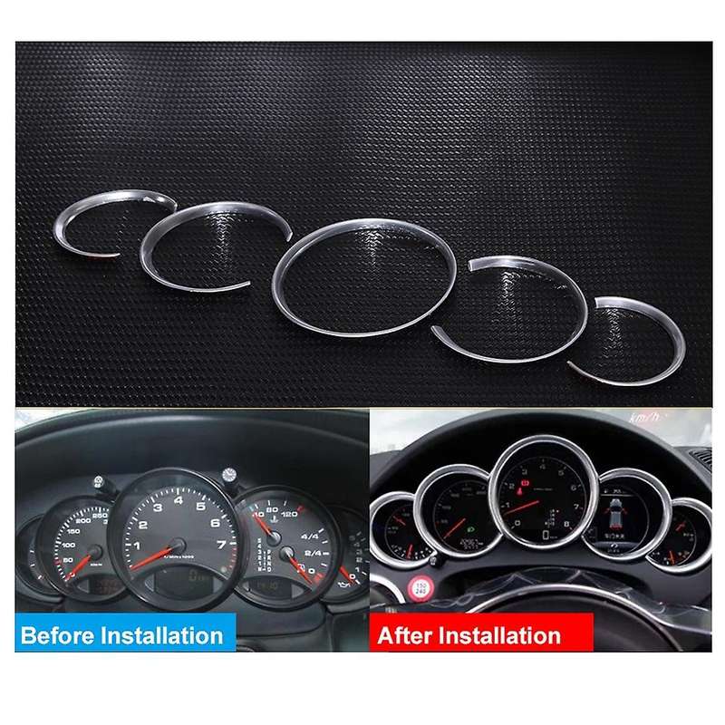 5 Pcs Silver Interior Dashboard Edge Trim Cover Ring for 10-16 , 08-19 ,10-16