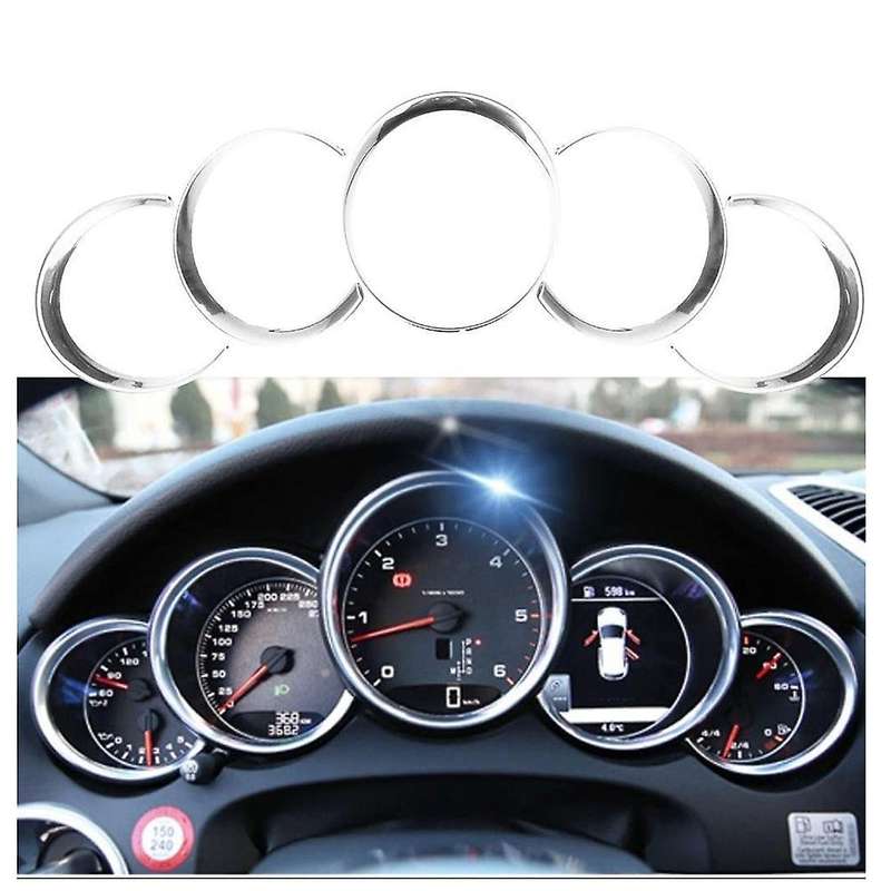 5 Pcs Silver Interior Dashboard Edge Trim Cover Ring for 10-16 , 08-19 ,10-16