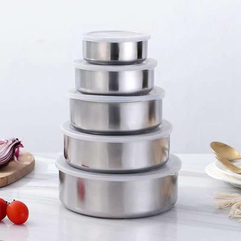 5 PCS Stainless Steel Food Container Sealed Crisper Storage Lunch Box Bowls with Lids Food Storage B