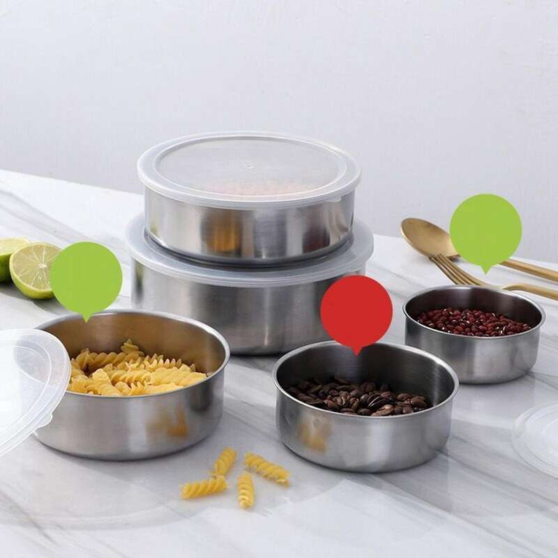 5 PCS Stainless Steel Food Container Sealed Crisper Storage Lunch Box Bowls with Lids Food Storage B