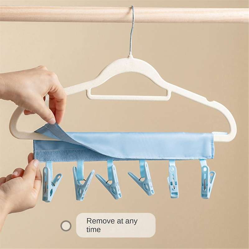 5 Pcs Portable Hanger Clips Foldable Clothes Drying Rack Swimsuit Drying Rack Hanger with 6 Clips