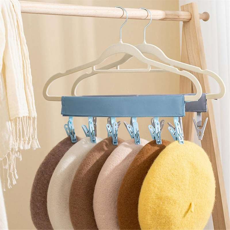 5 Pcs Portable Hanger Clips Foldable Clothes Drying Rack Swimsuit Drying Rack Hanger with 6 Clips